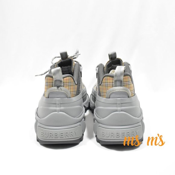 NIB BURBERRY Arthur Check PRINT Caged Chunky Sneakers - Picture 3 of 8